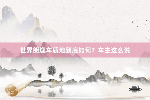 世界朗逸车质地到底如何?车主这么说